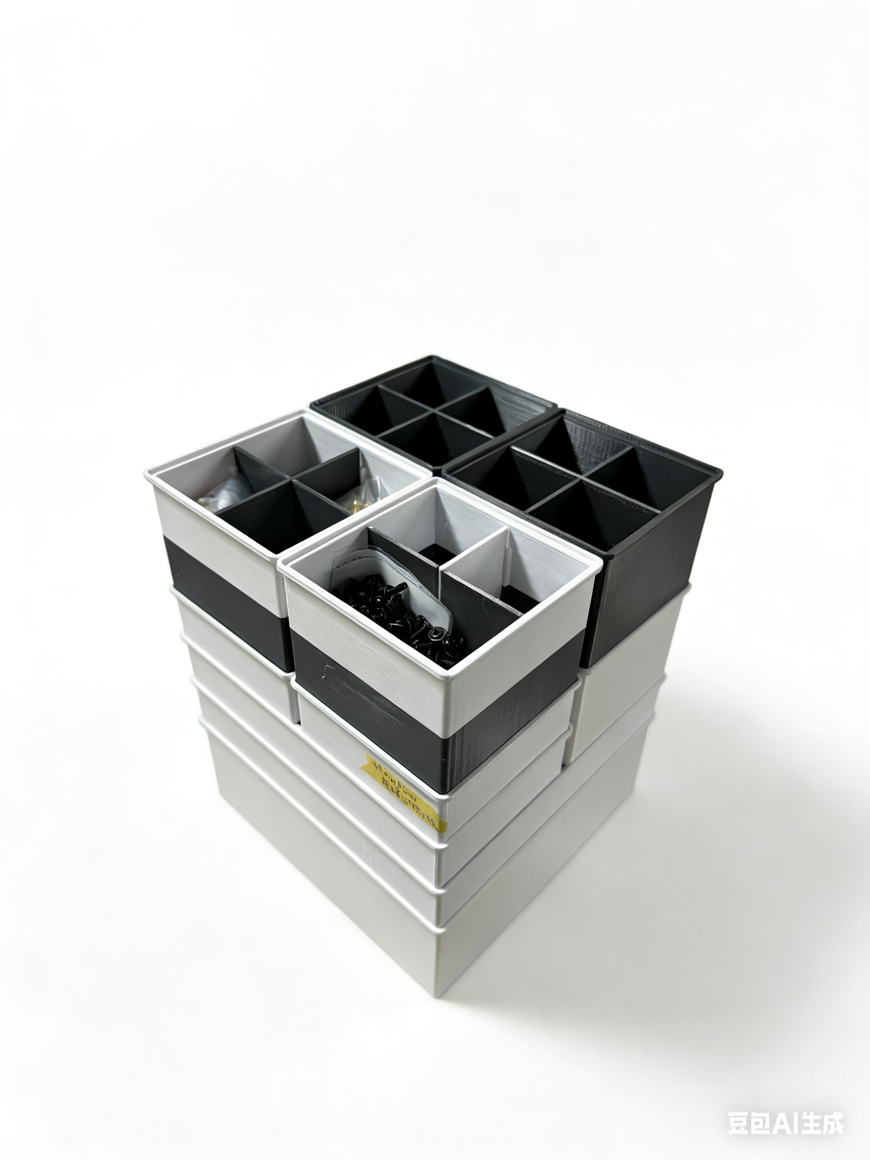 Miniatura 2 do modelo 3D 模块化可堆叠分格收纳盒
