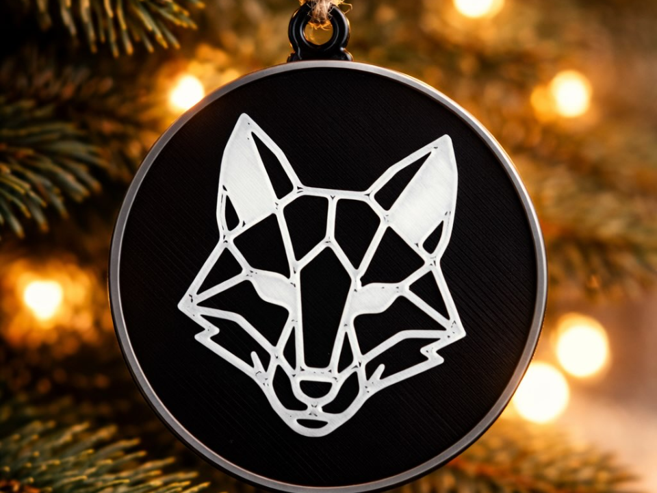 Geometric Fox – Modern Ornament & Backpack Charm