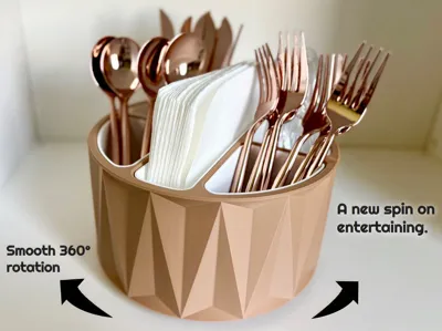 Rotating Party Caddy | Modern Utensil Holder