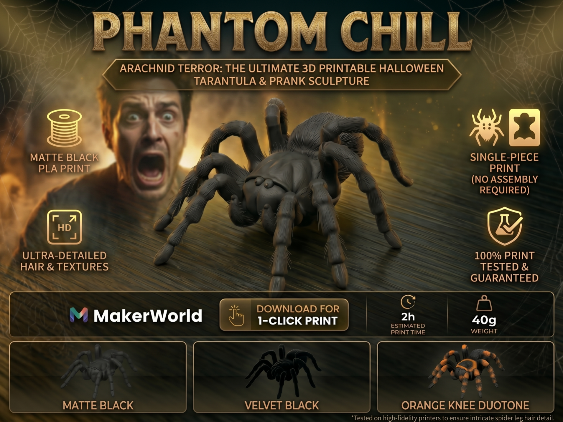 Tarantula Life-Size Easy Print Best Prank