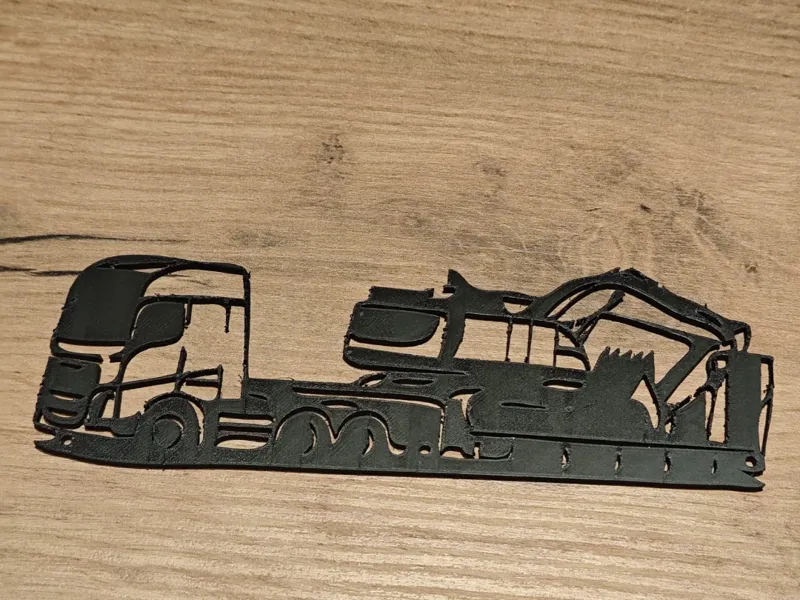 LKW mit Bagger – Wandbild Silhouette