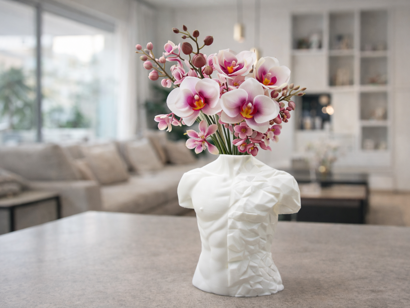 Modern Geometric Man Sculpture Vase