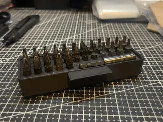 Hex bit holder with extension bar for Gridfinity