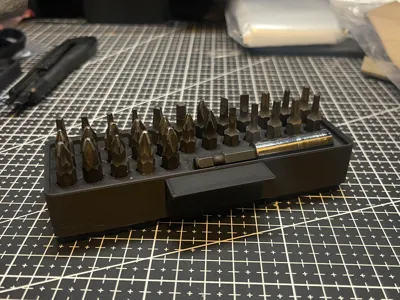Hex bit holder with extension bar for Gridfinity