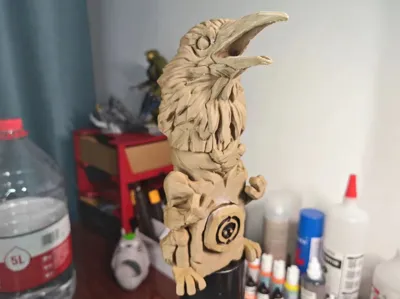 Inscription Bird Woodcarving