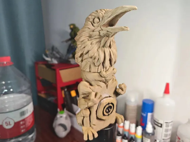 邪恶铭刻鸟木雕Inscription Bird Woodcarving