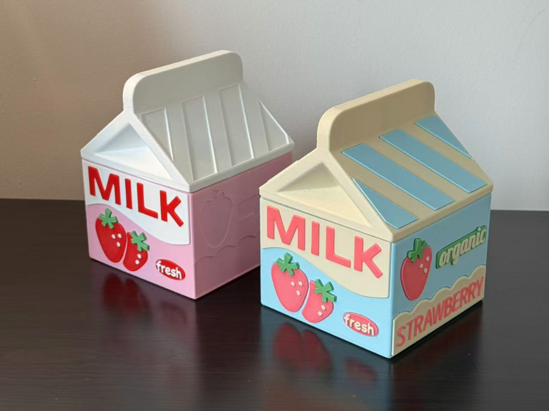 Miniatura 1 do modelo 3D 【复古草莓牛奶盒收纳】9cm*9cm储物盒