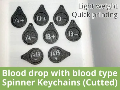 Blood drop with blood type Spinner Keychains