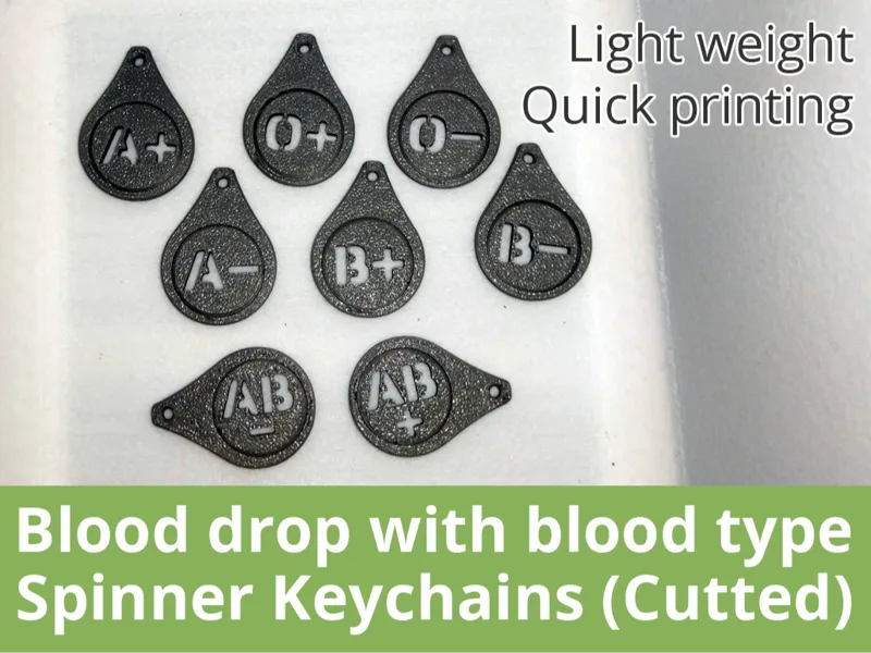 Blood drop with blood type Spinner Keychains