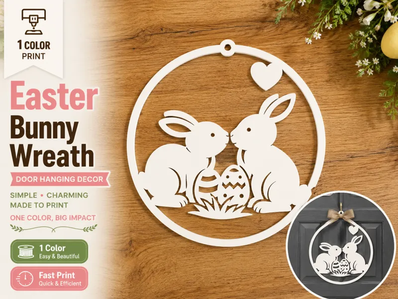 Easter Bunny Wreath – Door Hanging Decor