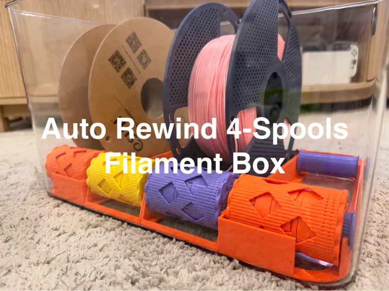 Auto Rewind 4-Spools Filament Box