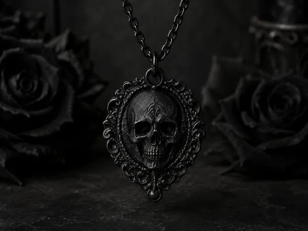 Collier diorama tête de mort