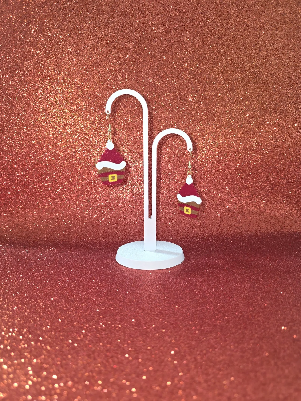 Santa cupcake earrings view 3