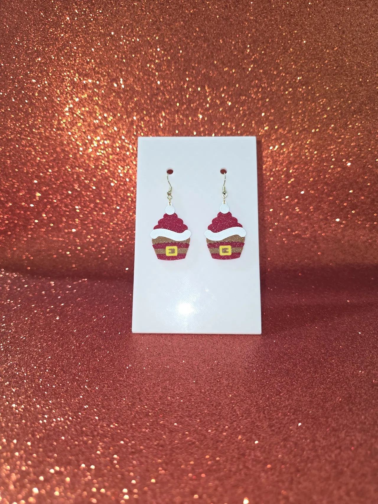 Santa cupcake earrings view 2