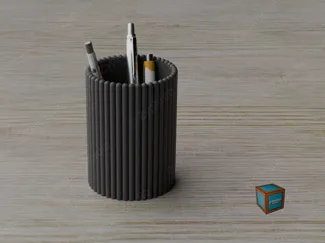 Pot à stylo cylindrique - Ribbed