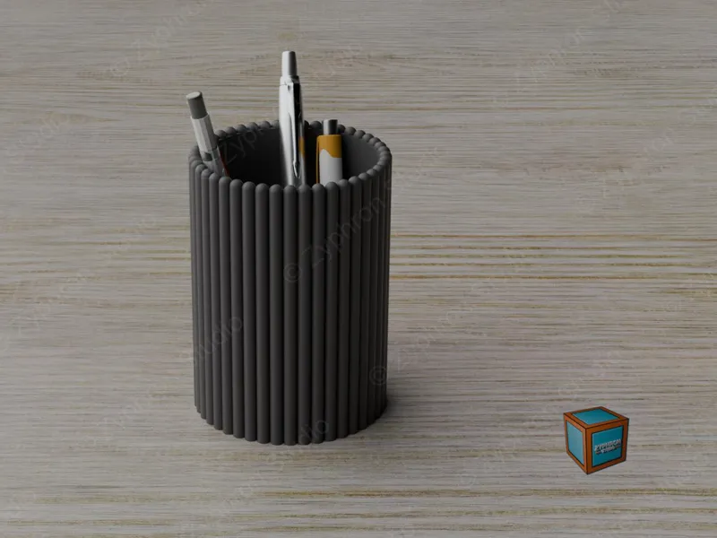 Pot à stylo cylindrique - Ribbed