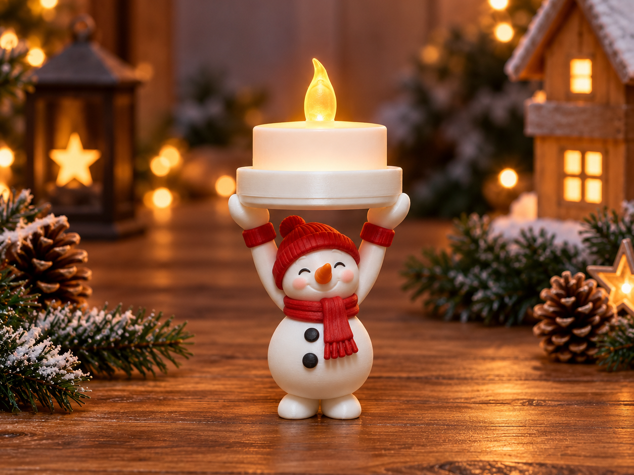 Schneemann LED-Teelichthalter - 1