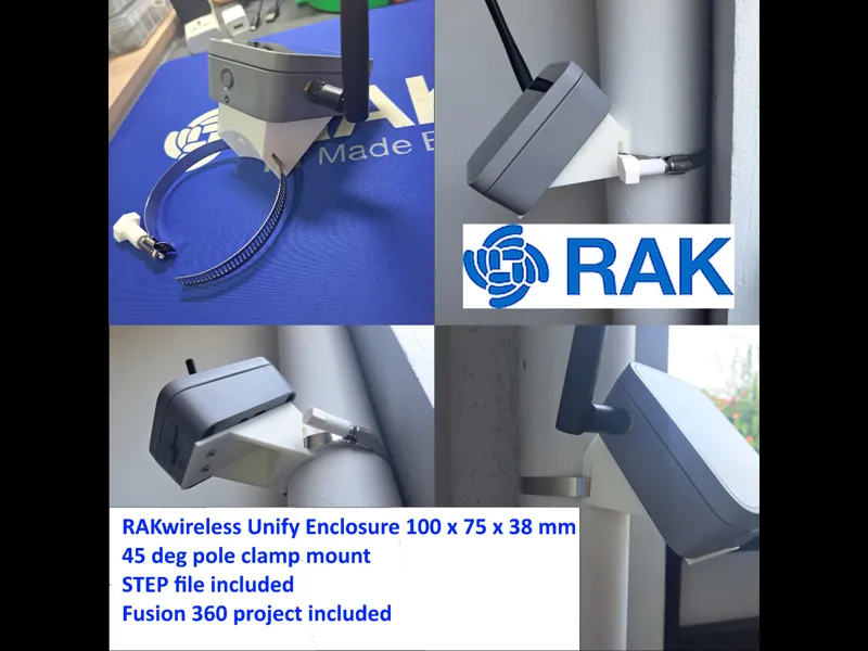 RAK Unify Enclosure Small Pole Mount 100mm 45 deg
