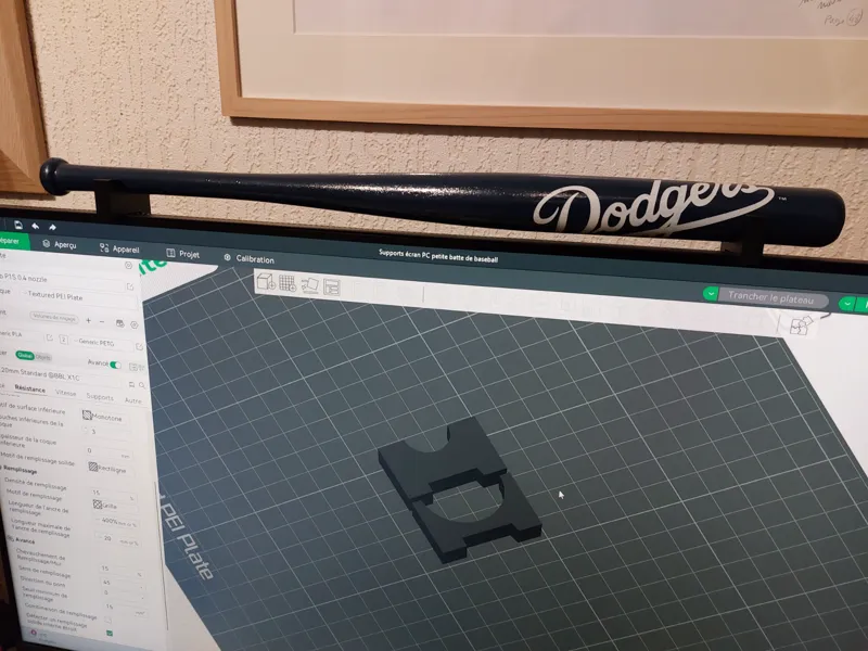 Présentoir mini batte baseball écran PC ou bureau