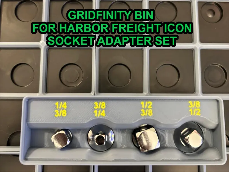 Gridfinity 1x3x6 ICON socket adapter set bin