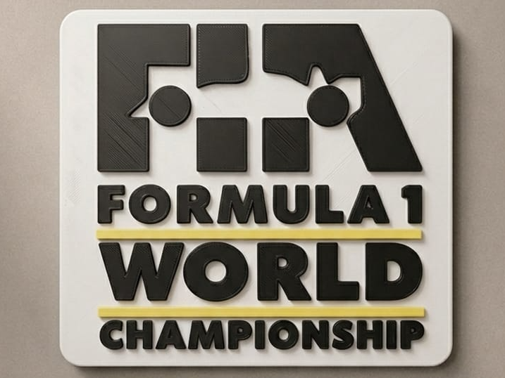 “Vintage F1 Logo – Fast, Support-Free Printing”