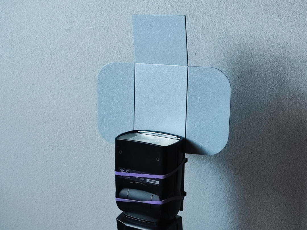 Directional speedlight flash reflector.