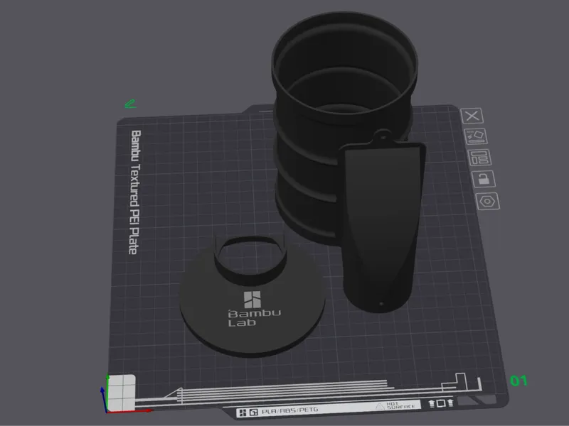 BAMBULAB X1C BARREL AND WASTE CHUTE