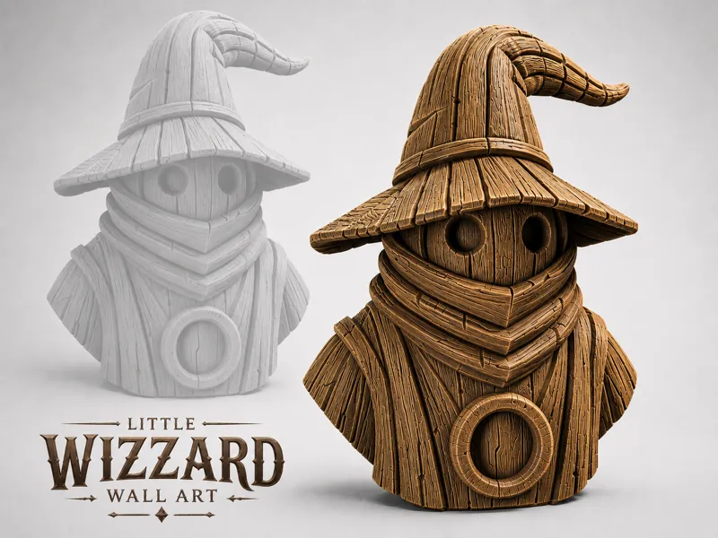 Little Wizzard Wall Art - Wood Carved Design