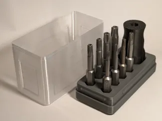 1/4 inch Hex Bit Driver Box. With transparent lid.