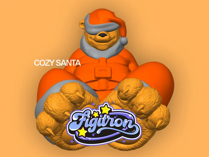 Comfy Furry Santa Bear with BIG Heart-Shaped Paws