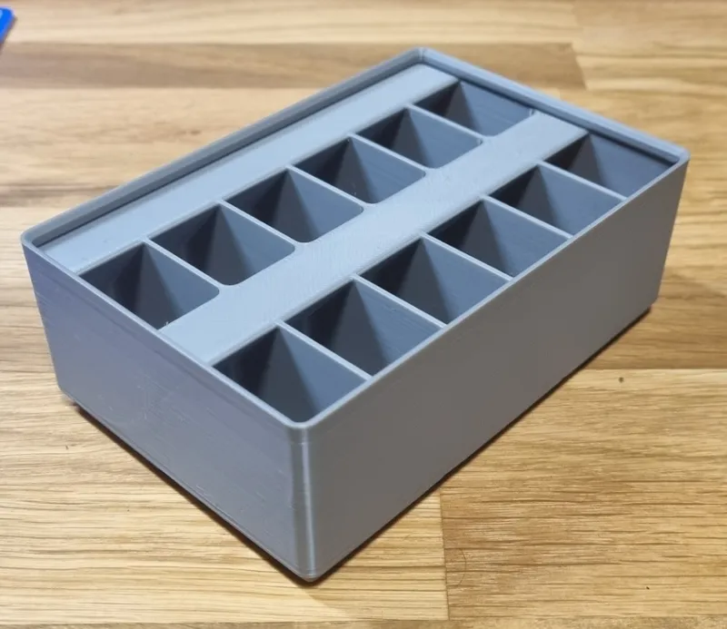 Gridfinity divided labeled stackable bin 3x2x6 x12