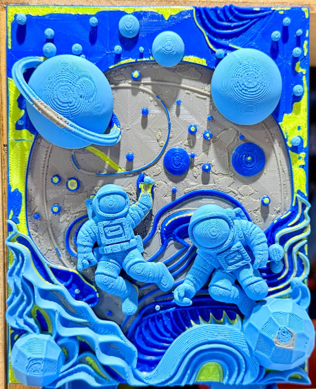 Miniatura 2 do modelo 3D 超时空星际宇宙宇航员石雕画 一体打印 a1mini适用