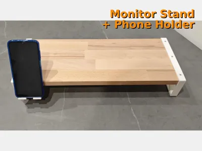 Monitor Stand with Phone Holder (Custom Length)