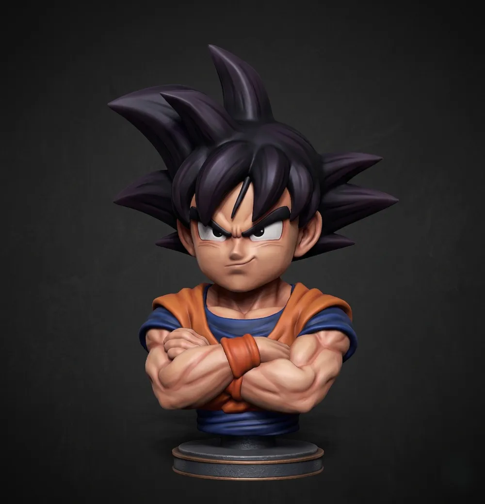 The Defiant Saiyan: Base Form Goku Bust - Free 3D Print Model - MakerWorld
