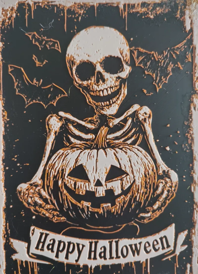 4-color HueForge Happy Halloween Sign