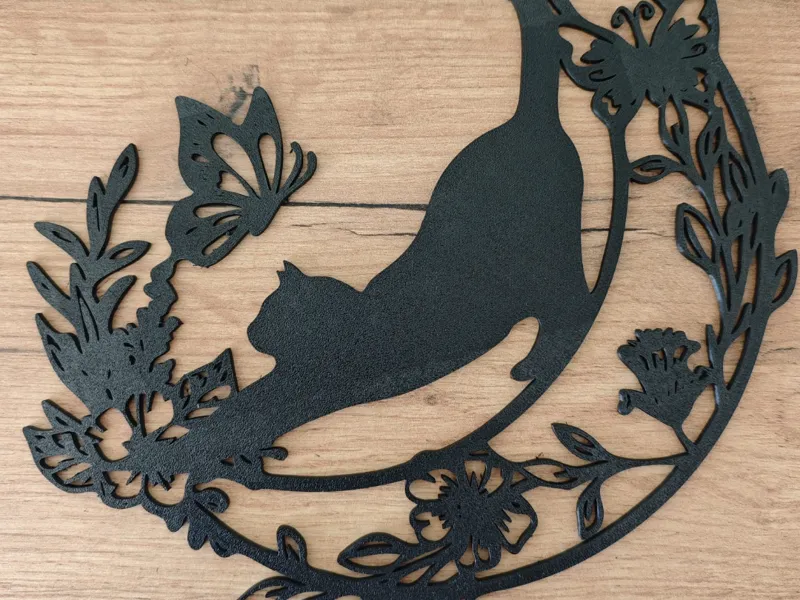 Katzen-Wandbild mit Schmetterlingen 