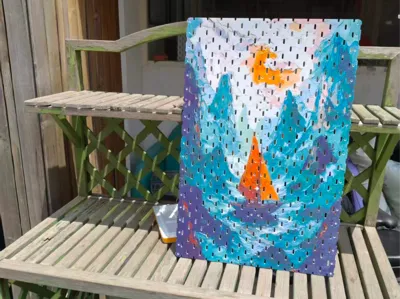 Van Gogh Style Six-Panel Mosaic - IKEA SKÅDIS Pegboard - 240*240 (total 480*720) - Layered Color Printing