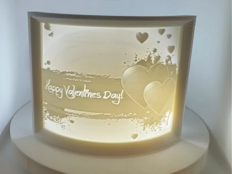 Valentines Day curved lithophane