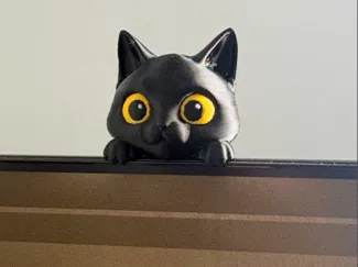 Peeking Black Cat Monitor Topper