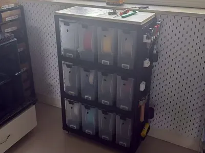3D Printed Multi-functional Tool Table · Filament Storage · Tool Storage · Pegboard