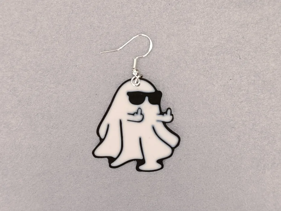 Cool Ghost Middle Fingers Eearrings view 3