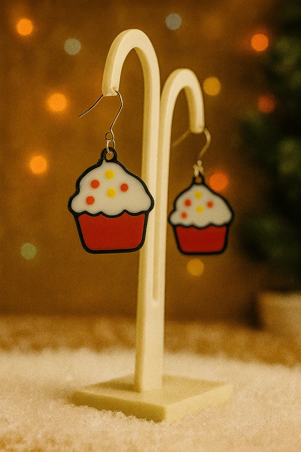 Christmas Cupcake Earrings view 3