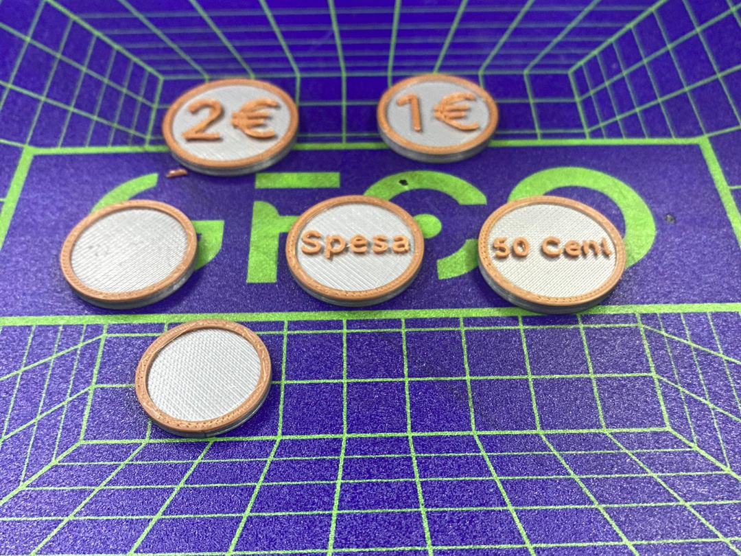 Monete Educative 1€ 2€ 50 Cent Gettone Spesa 3D 