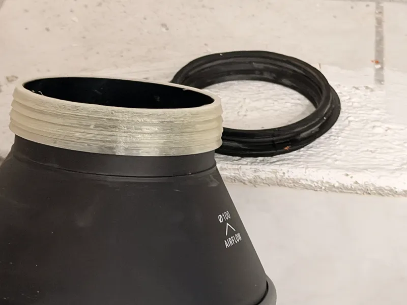 gasket/sealing for inline duct fan to DN100 pipe
