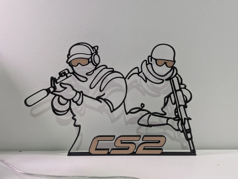 CS2 Logo 2D Line Art Decor - Free 3D Print Model - MakerWorld