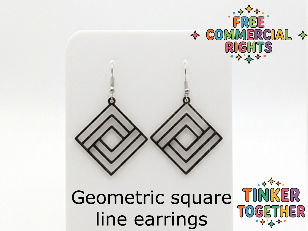 Geometric square line earrings
