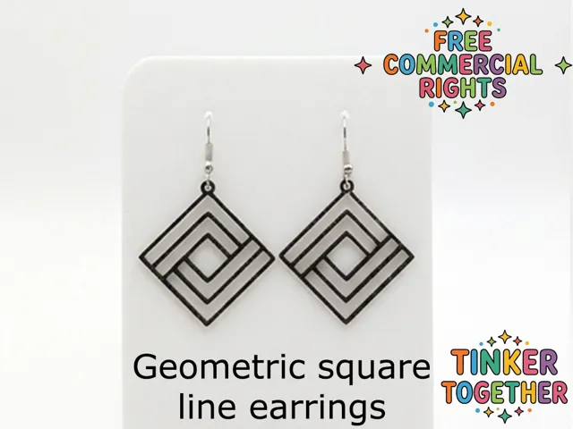Geometric square line earrings