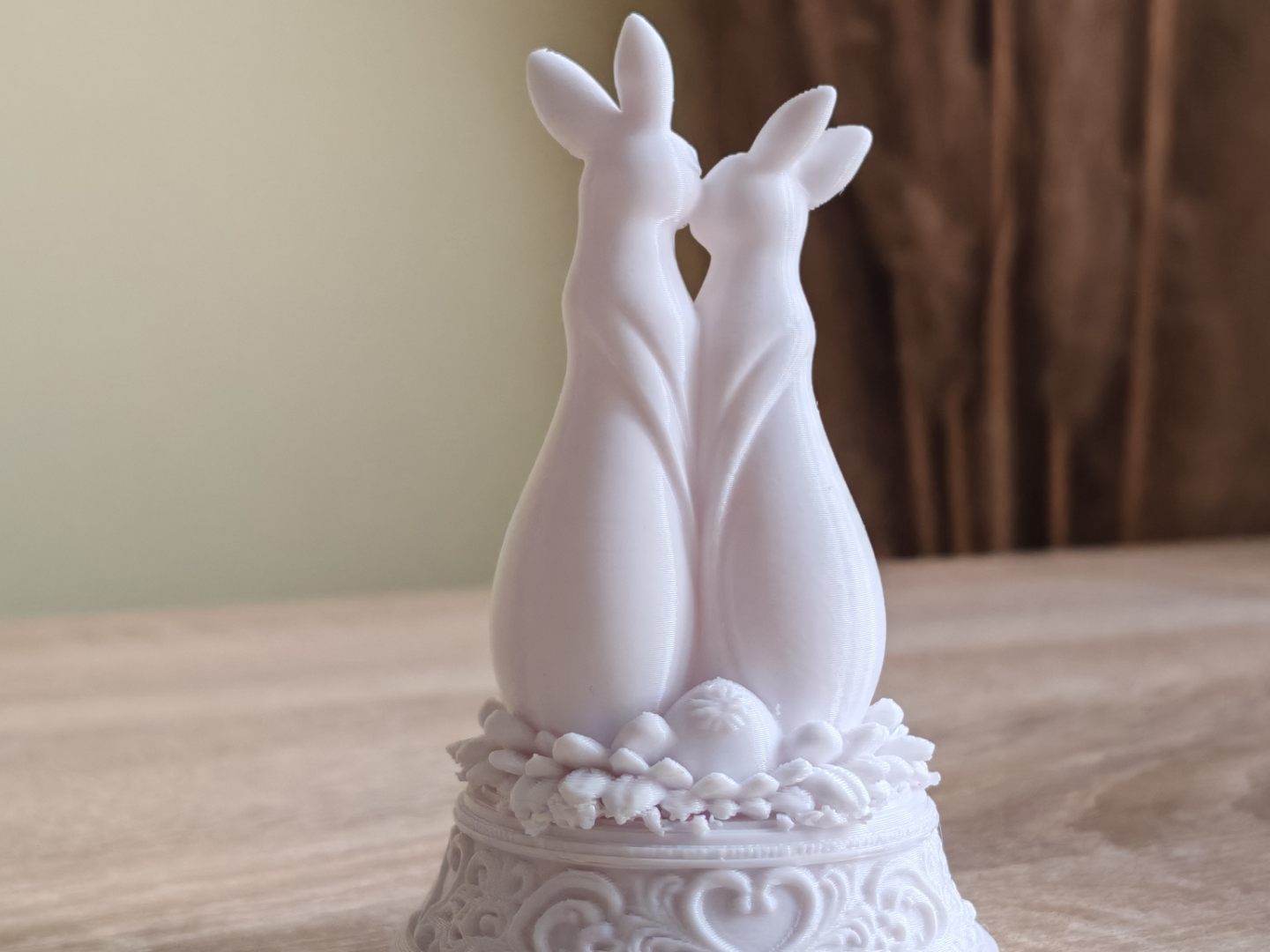 Elegant Easter Bunny Couple Ornament with Heart