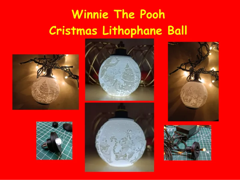 Winnie The Pooh Christmas Lithophane Ball