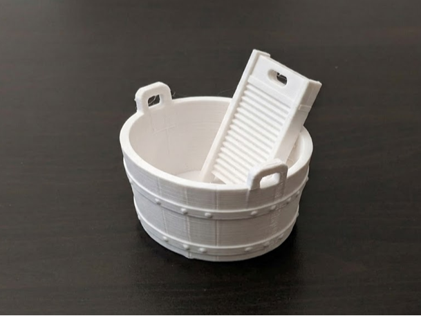 Wooden Wash Tub with Washboard